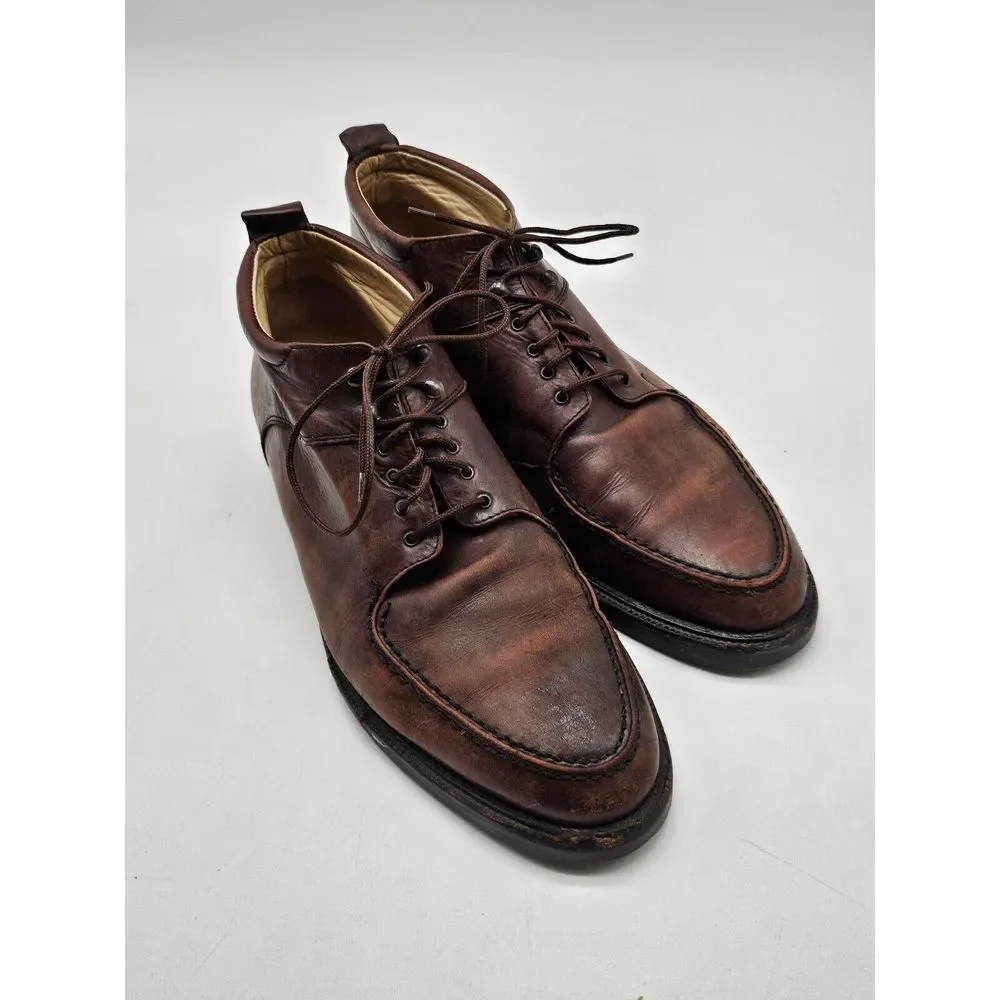 Vintage Kenneth Cole New York Made In Italy Brown Leather Ankle Boots 10 Lace Up